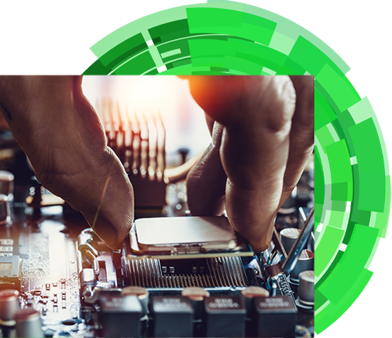 Engineer fixing computer